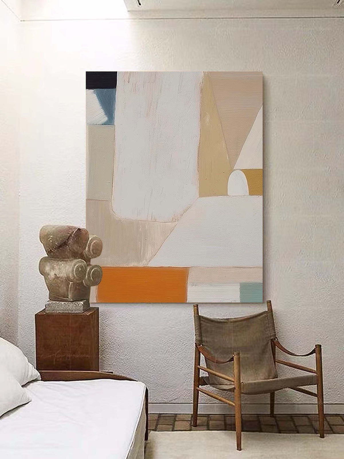 Neutral Geometric Abstract Oil Painting