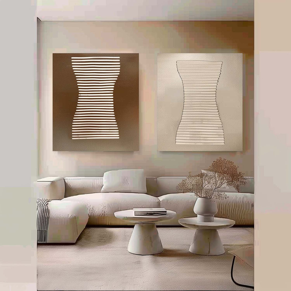 Wall Art Minimalist Hourglass Line Plaster