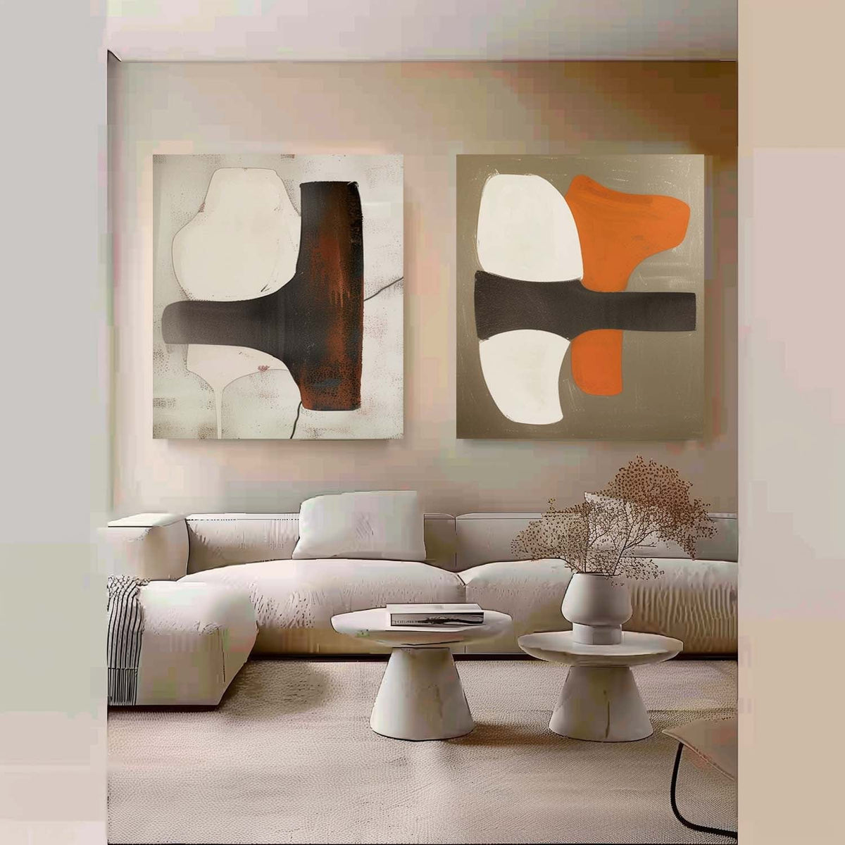 Modern Minimalist Wall Art 2 Piece Set