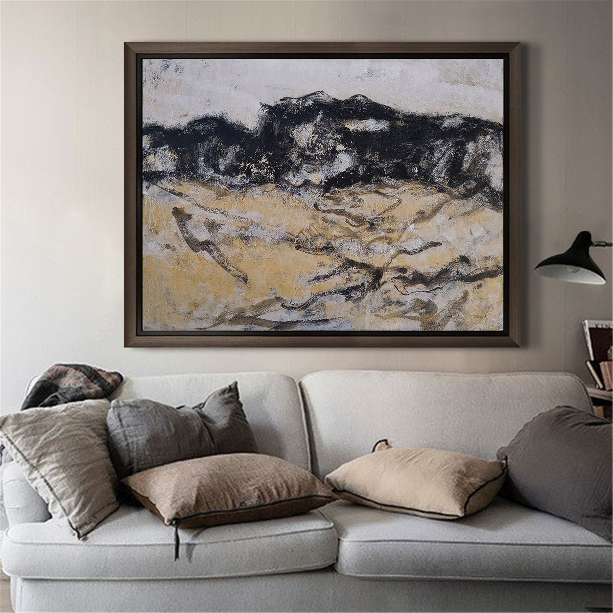 Black And Gold Abstract Painting #ABAH32
