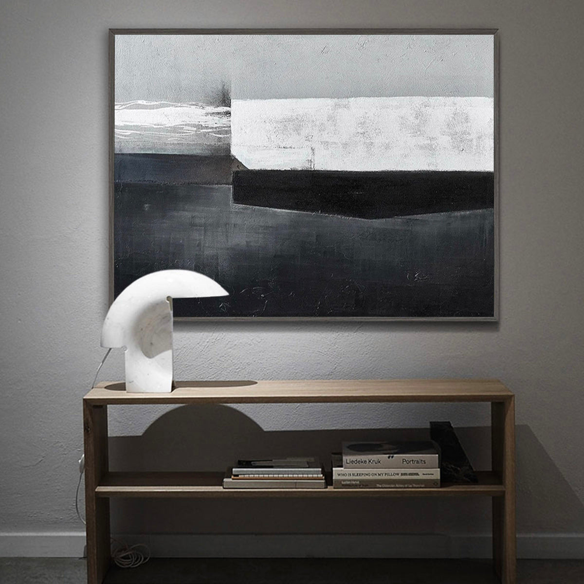 Monochrome Layered Textured Abstract Contemporary Wall Accent Piece