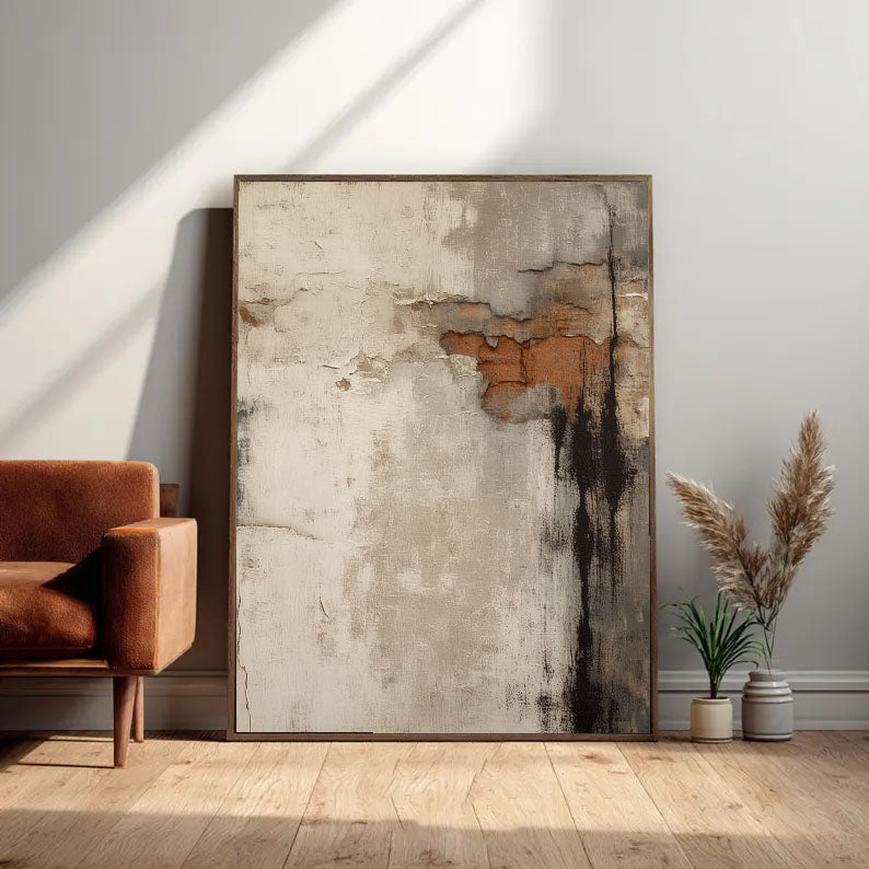 Weathered Wall Patina Wabi-Sabi Oil Painting