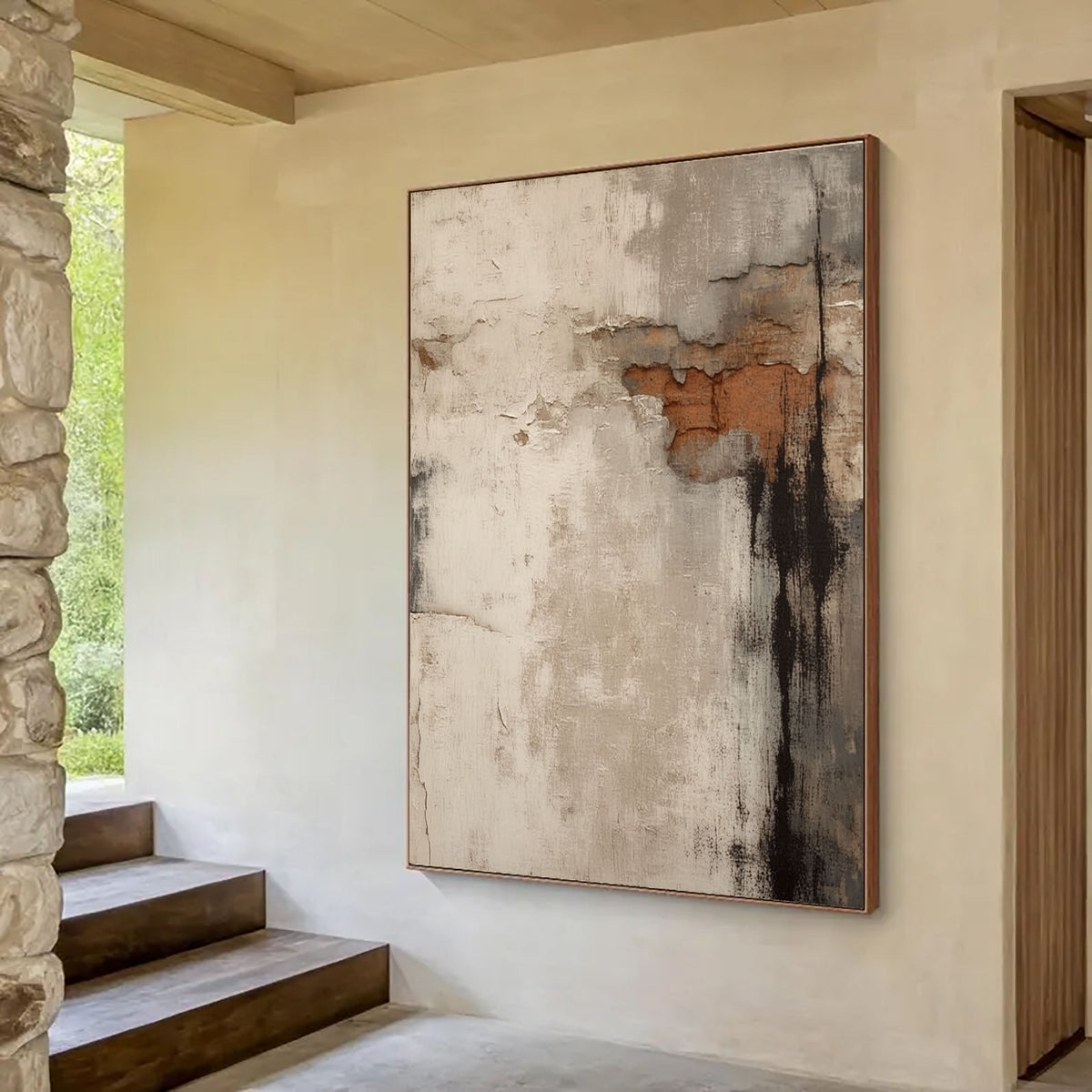 Weathered Wall Patina Wabi-Sabi Oil Painting