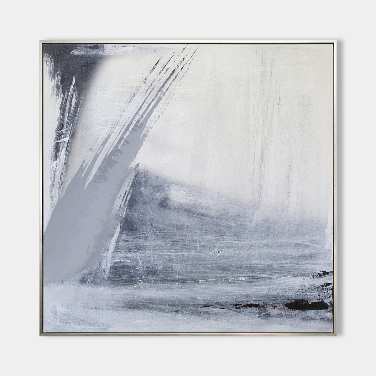 Gray White Minimalist Abstract Oil Painting