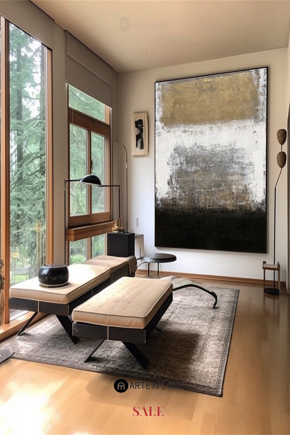 Gilded Horizon Abstract Painting