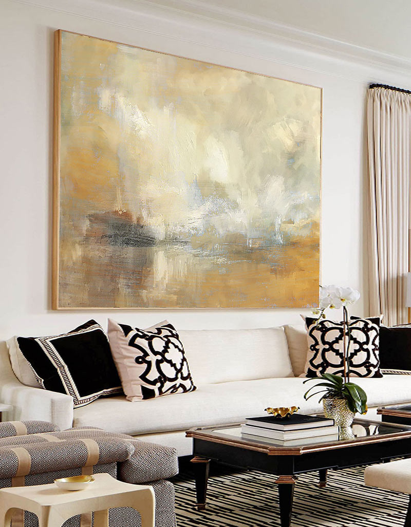 Neutral Beige Landscape Oil Painting