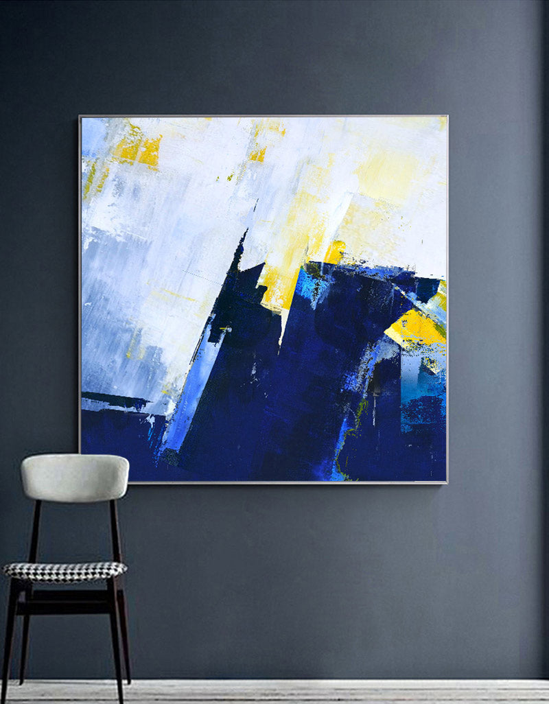 Blue Square Abstract Painting