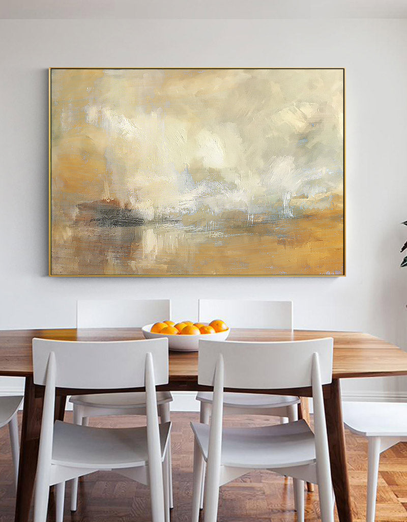 Neutral Beige Landscape Oil Painting