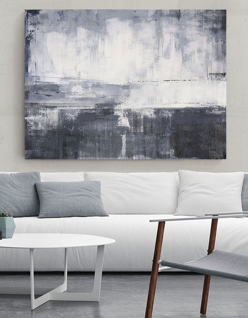 Grey White Abstract Art