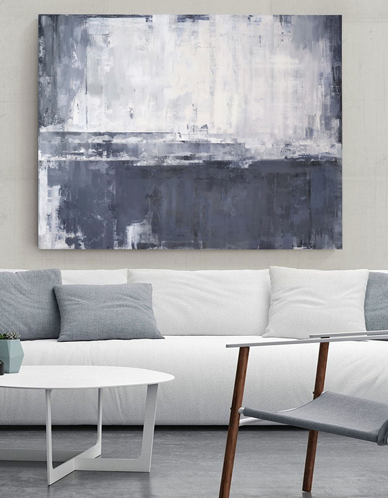 Gray White Minimalist Abstract Oil Painting
