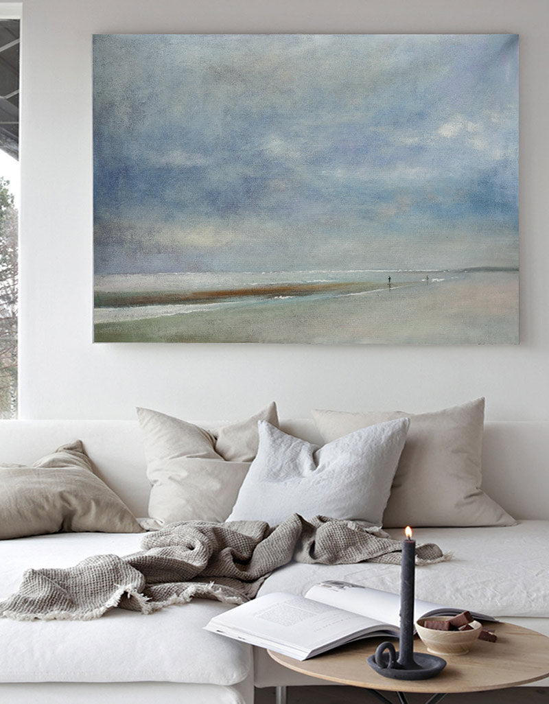 Misty Coastal Walk Abstract Painting Horizontal