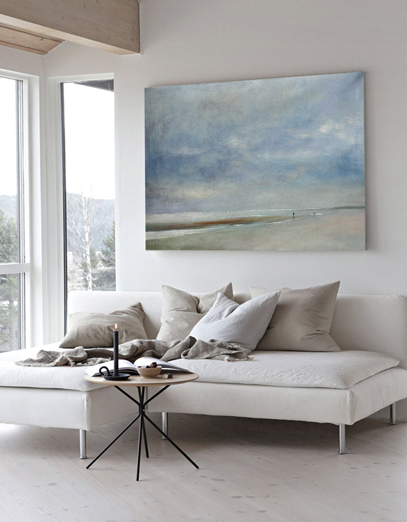 Misty Coastal Walk Abstract Painting Horizontal