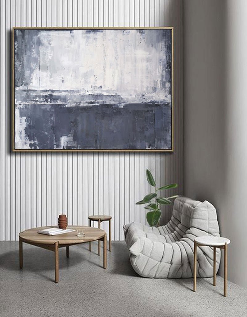 Gray White Minimalist Abstract Oil Painting
