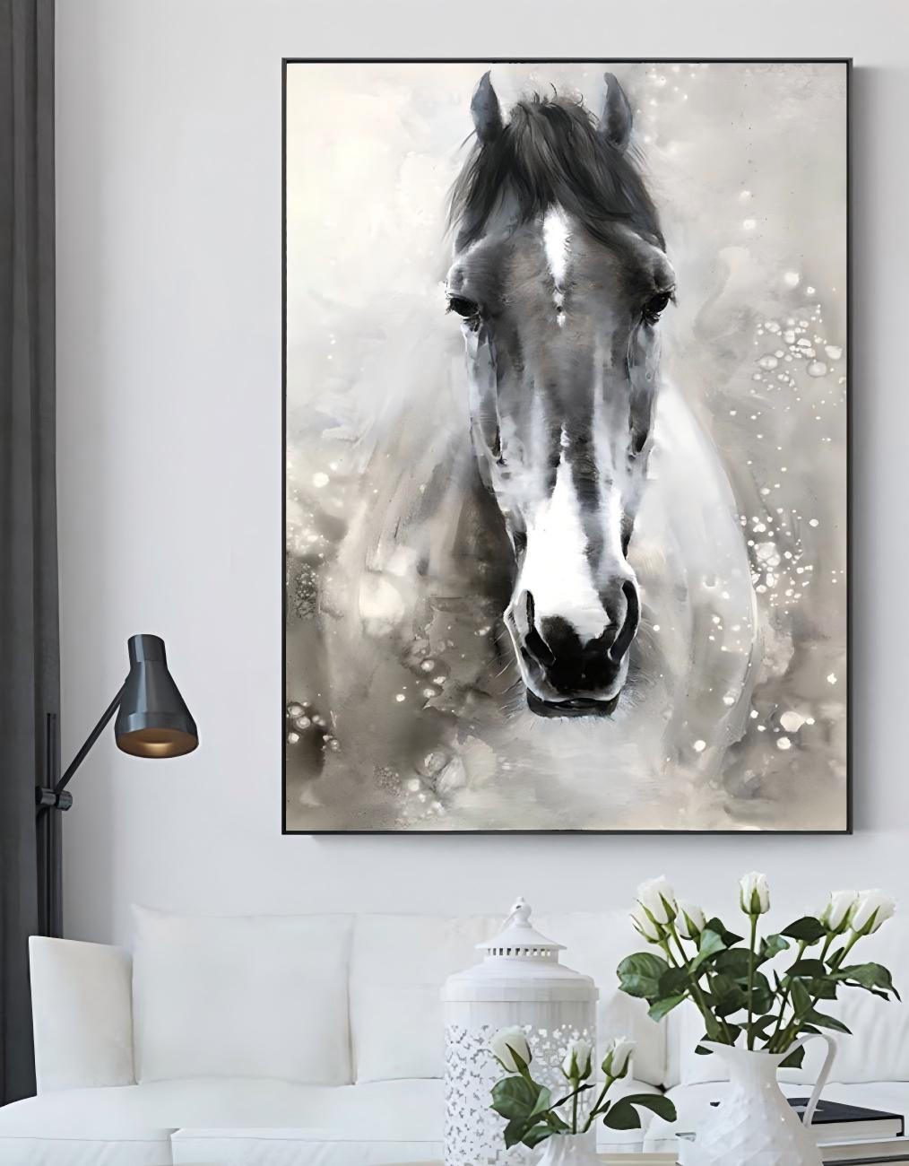 Monochrome Horse Portrait Painting