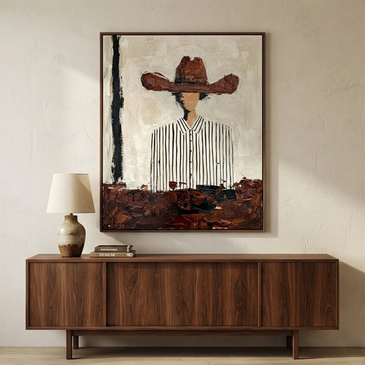 Vestige of the Range Abstract Cowboy Oil Painting