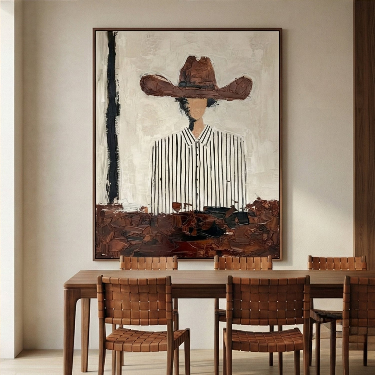 Vestige of the Range Abstract Cowboy Oil Painting