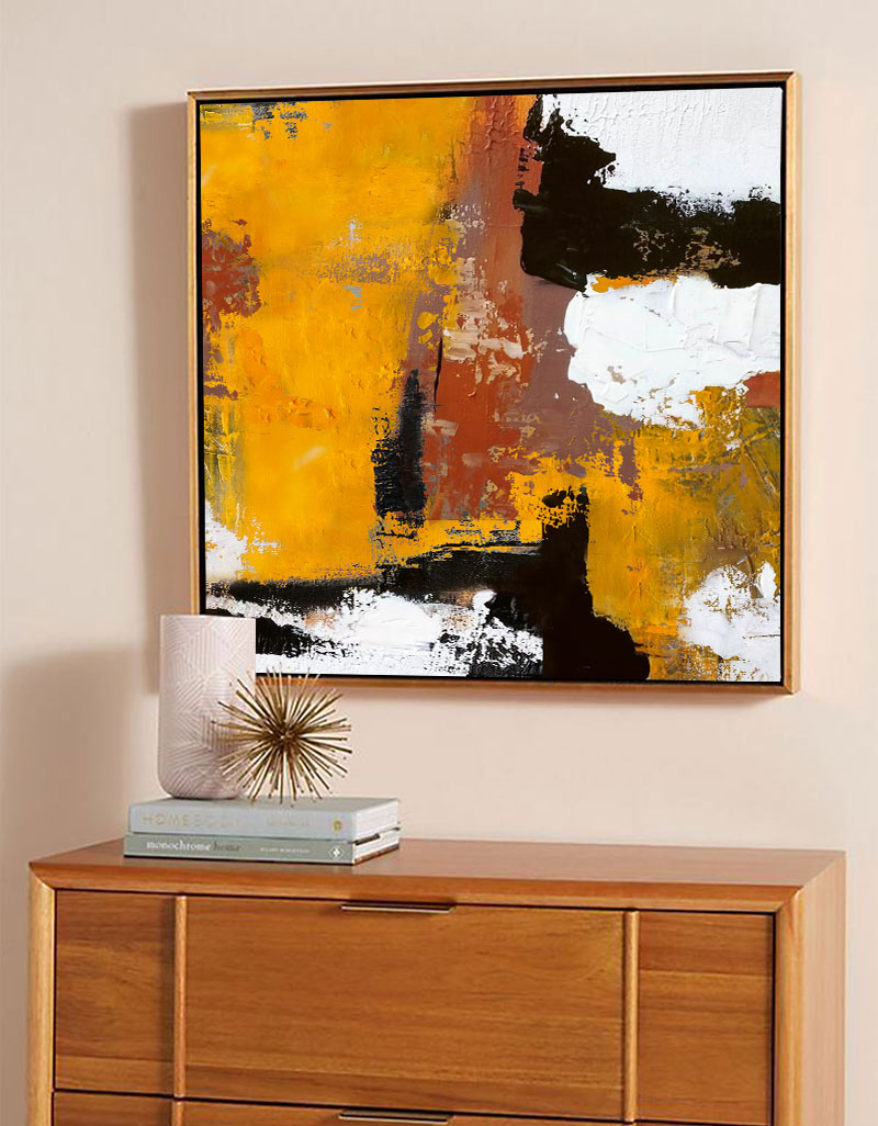 Vibrant Warm‑Tone Abstract Bold Brushstroke Heavy Impasto Textured Artwork