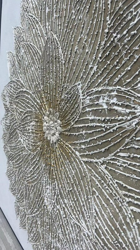 Wall Art Radial Floral Leaf Neutral Line