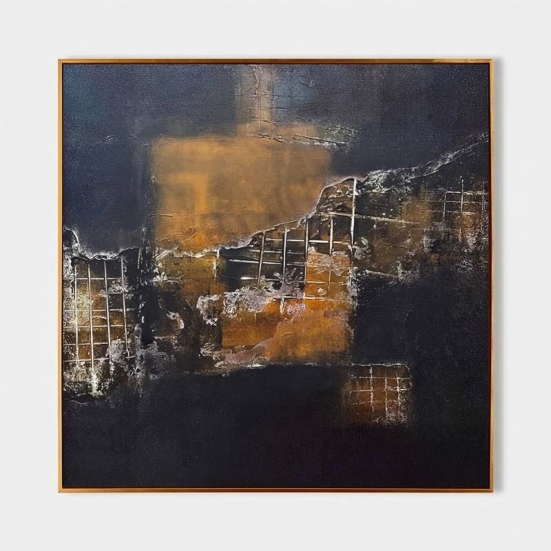 Wall art Industrial Metallic Grid Fragment