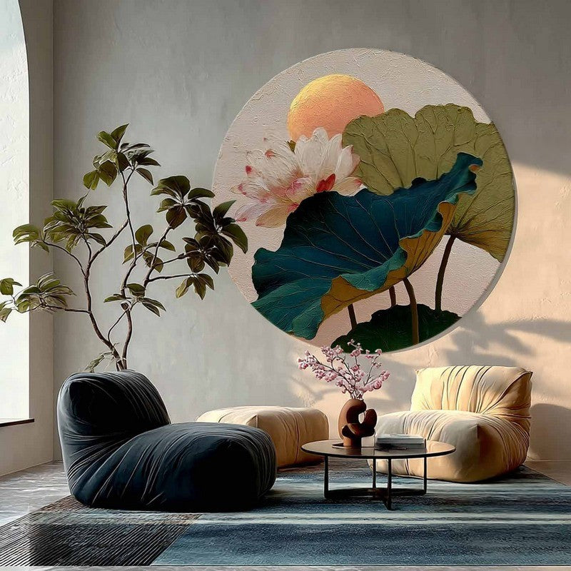 Wall Art Textured Lotus Flower Peach