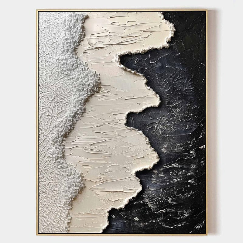 Wall Art Monochrome Wave Painting