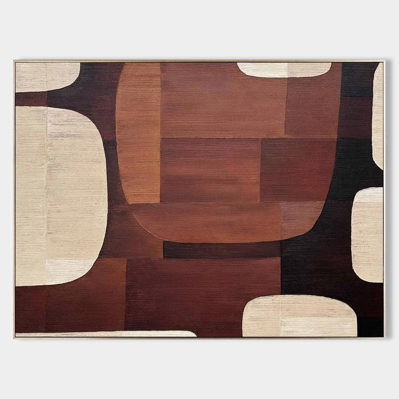 Wall Art Geometric Wood Grain Brown Beige
