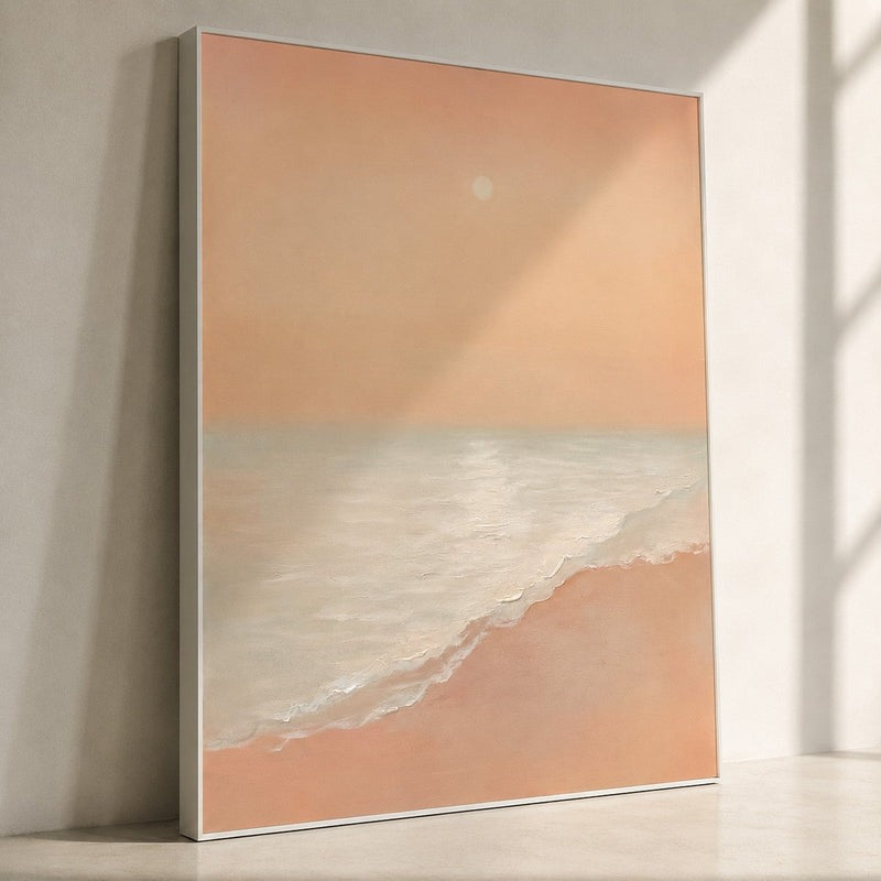Wabi-Sabi Wall Soft Pink Beach Sunset Abstract Painting
