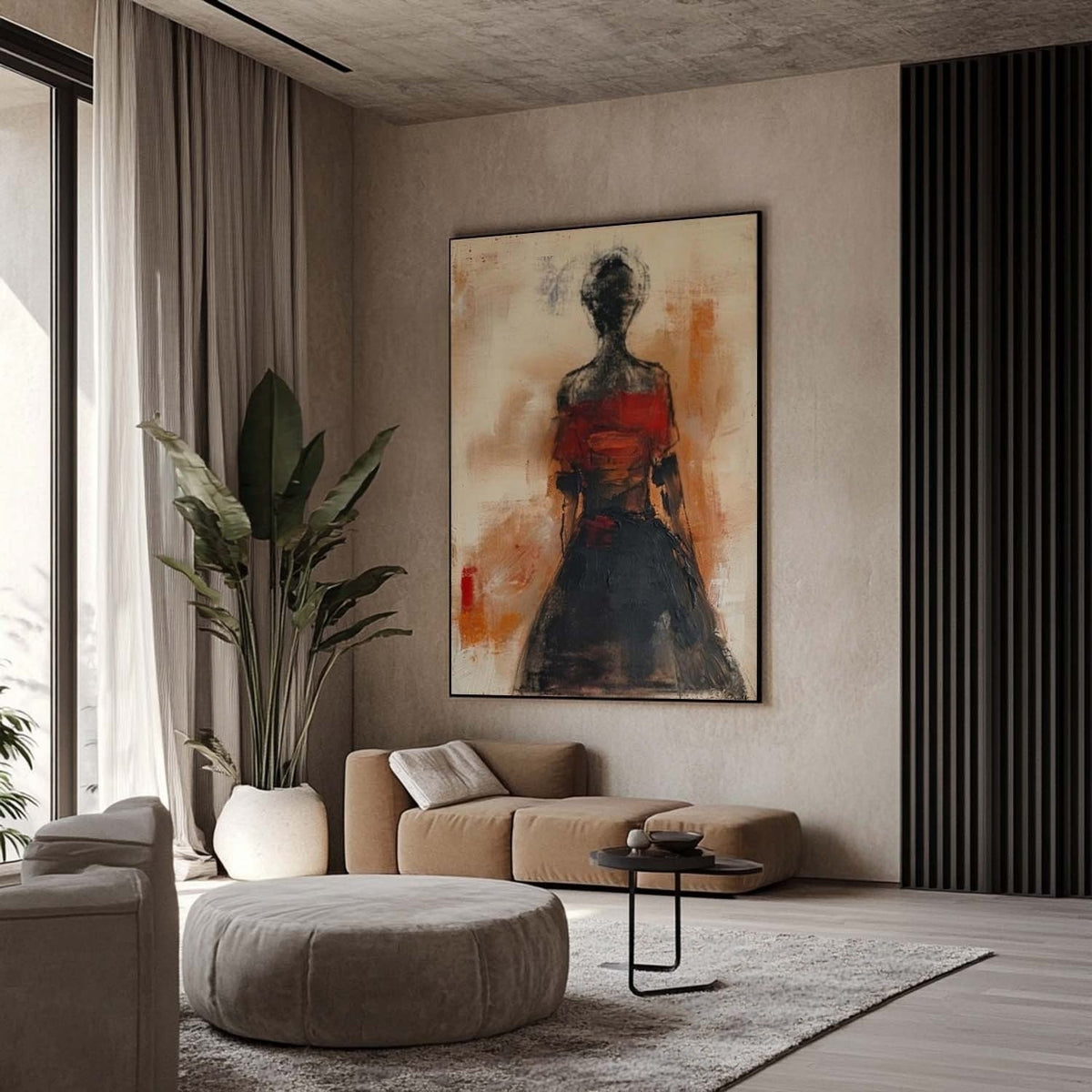 Wall Art Abstract Female Figure Red