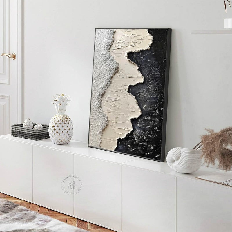 Wall Art Monochrome Wave Painting