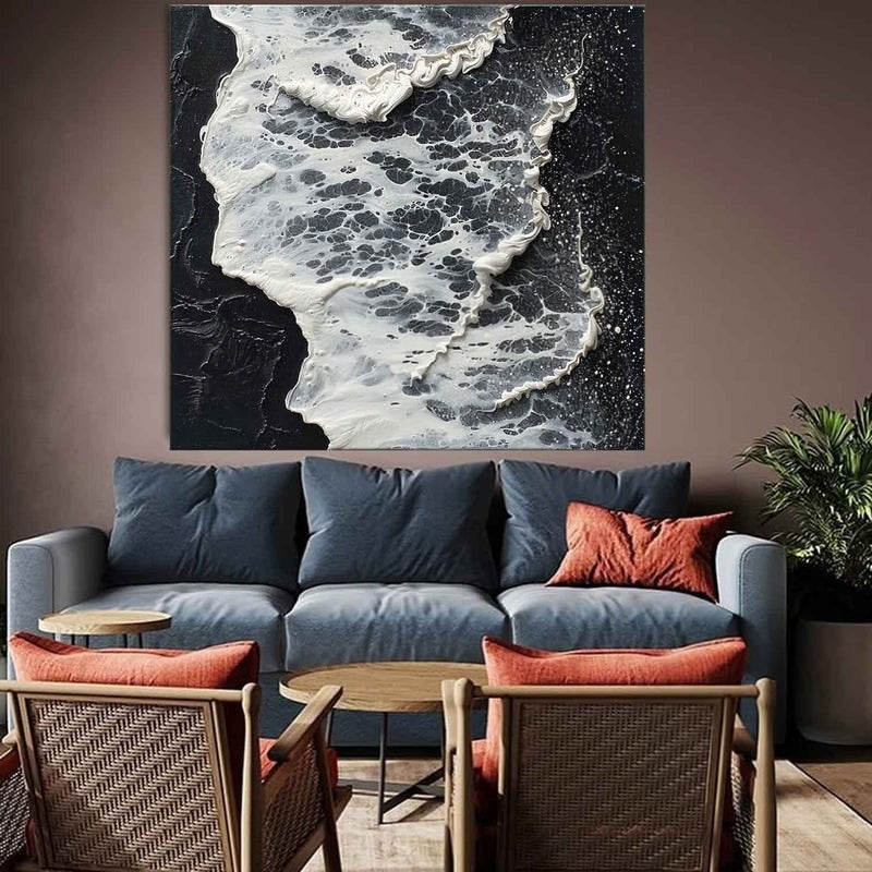 Wall Art Monochrome Ocean Foam