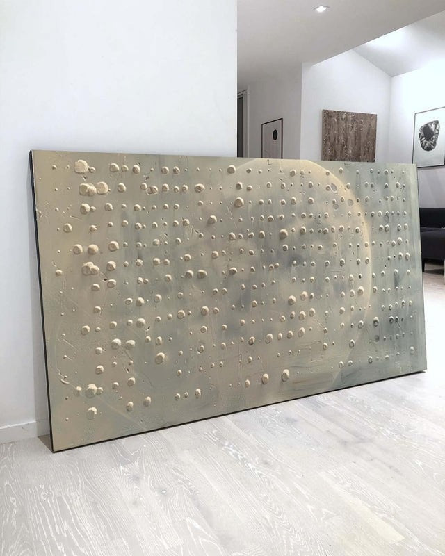 Wall Art Neutral Dotted Moon Canvas Painting