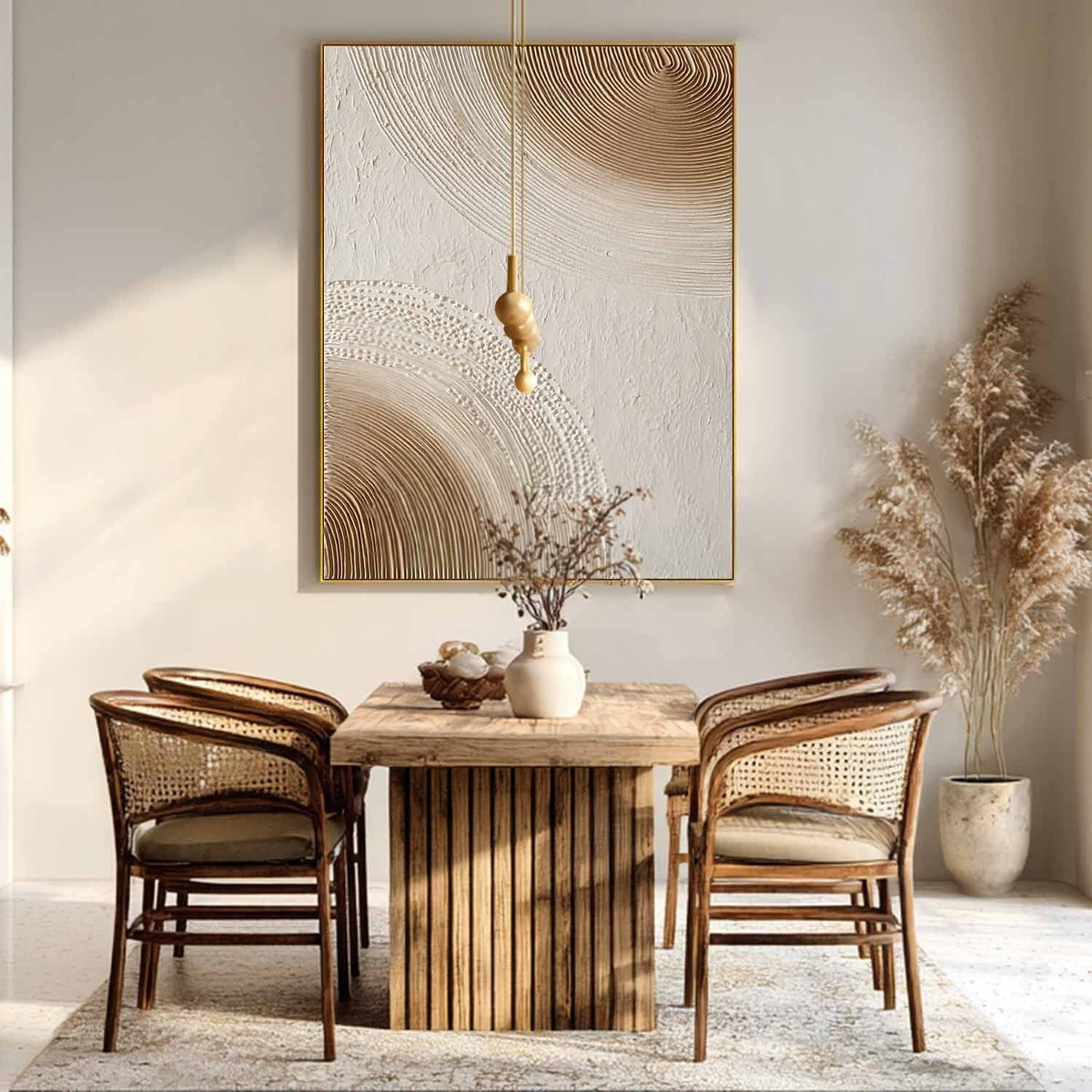 Wall Art Minimalist 3D Beige Dotted Abstract Flowing