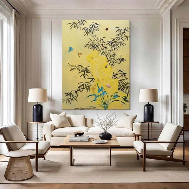 Wall Art Oriental Bamboo Butterfly