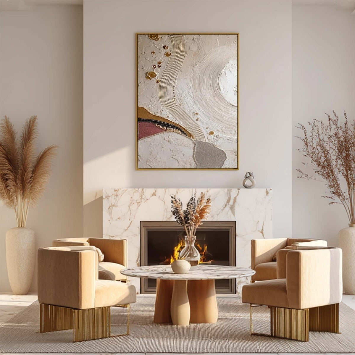 Wall Art Minimalist 3D Gold Bubble Flowing