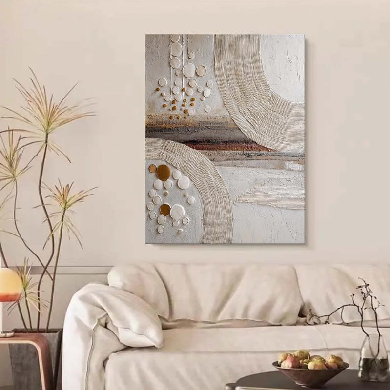 Wall Art Minimalist 3D Gold Circles Waves