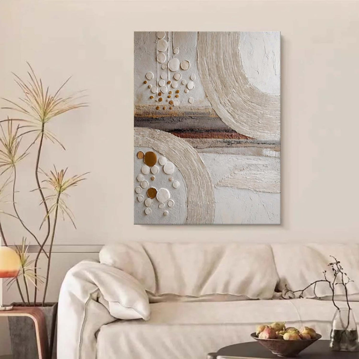 Wall Art Minimalist 3D Gold Circles Waves