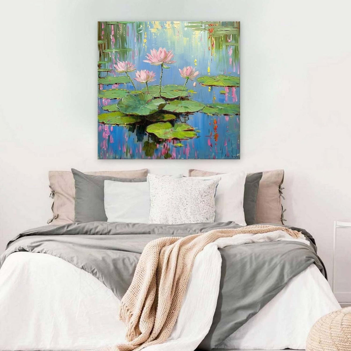 Wall Art Serene Pink Water Lilies Pond