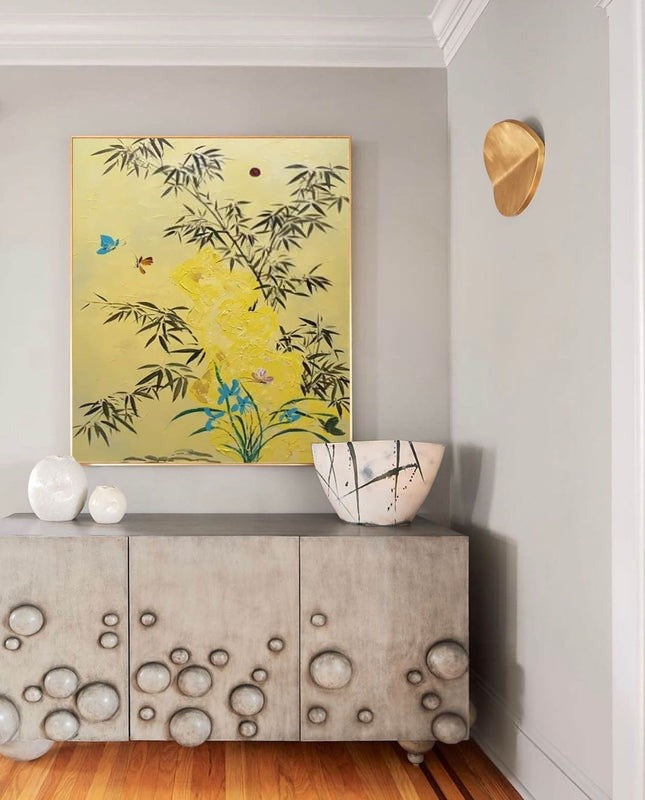 Wall Art Oriental Bamboo Butterfly