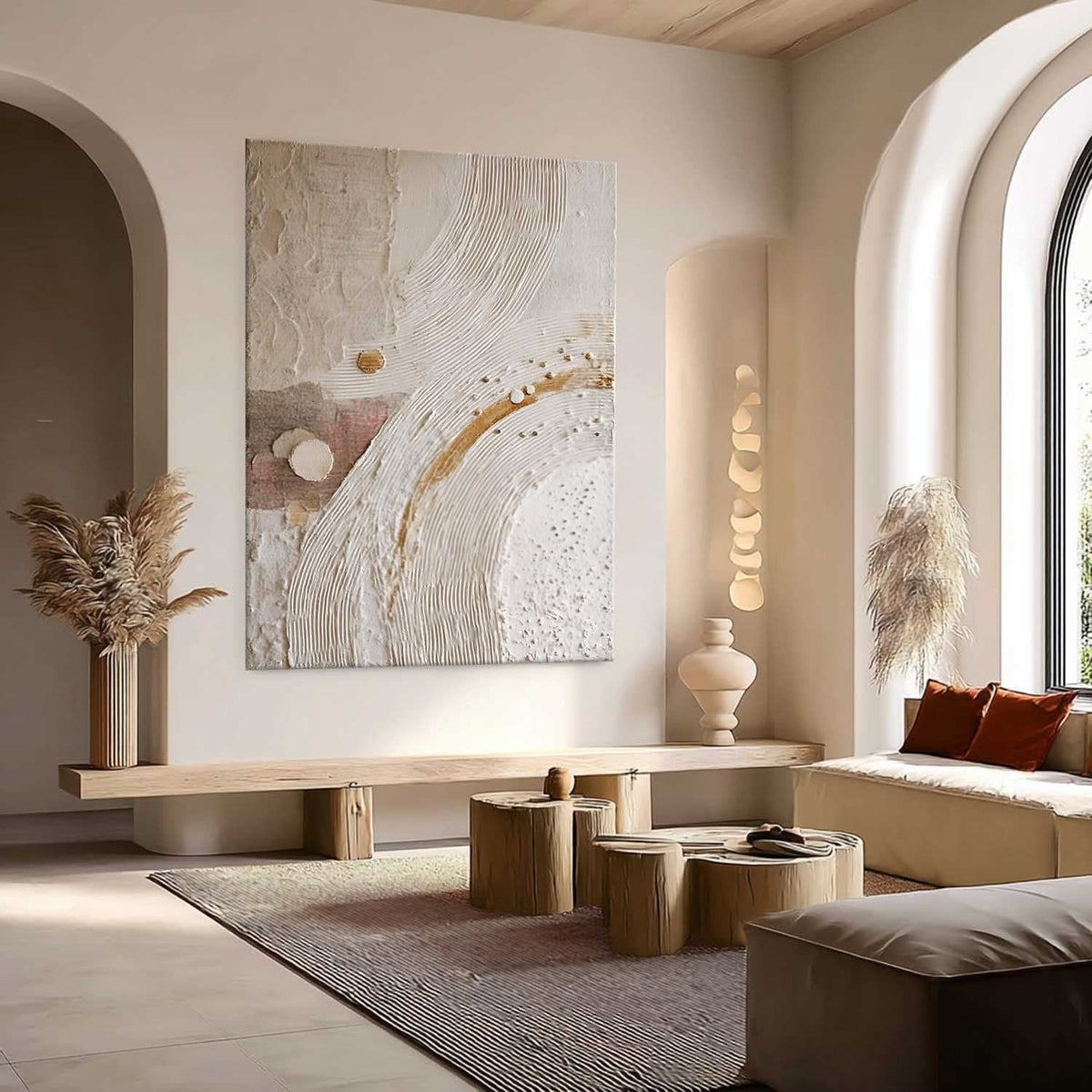 Wall Art Minimalist 3D Gold Abstract Flowing