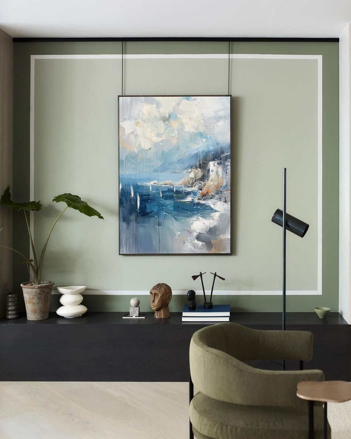 Wall Art Coastal Sailboats Rainy Seascape