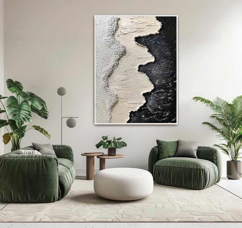 Wall Art Monochrome Wave Painting