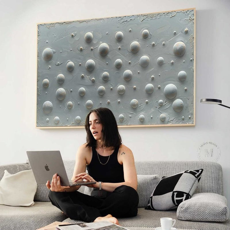 Wall Art Neutral Bubble Dotted Canvas