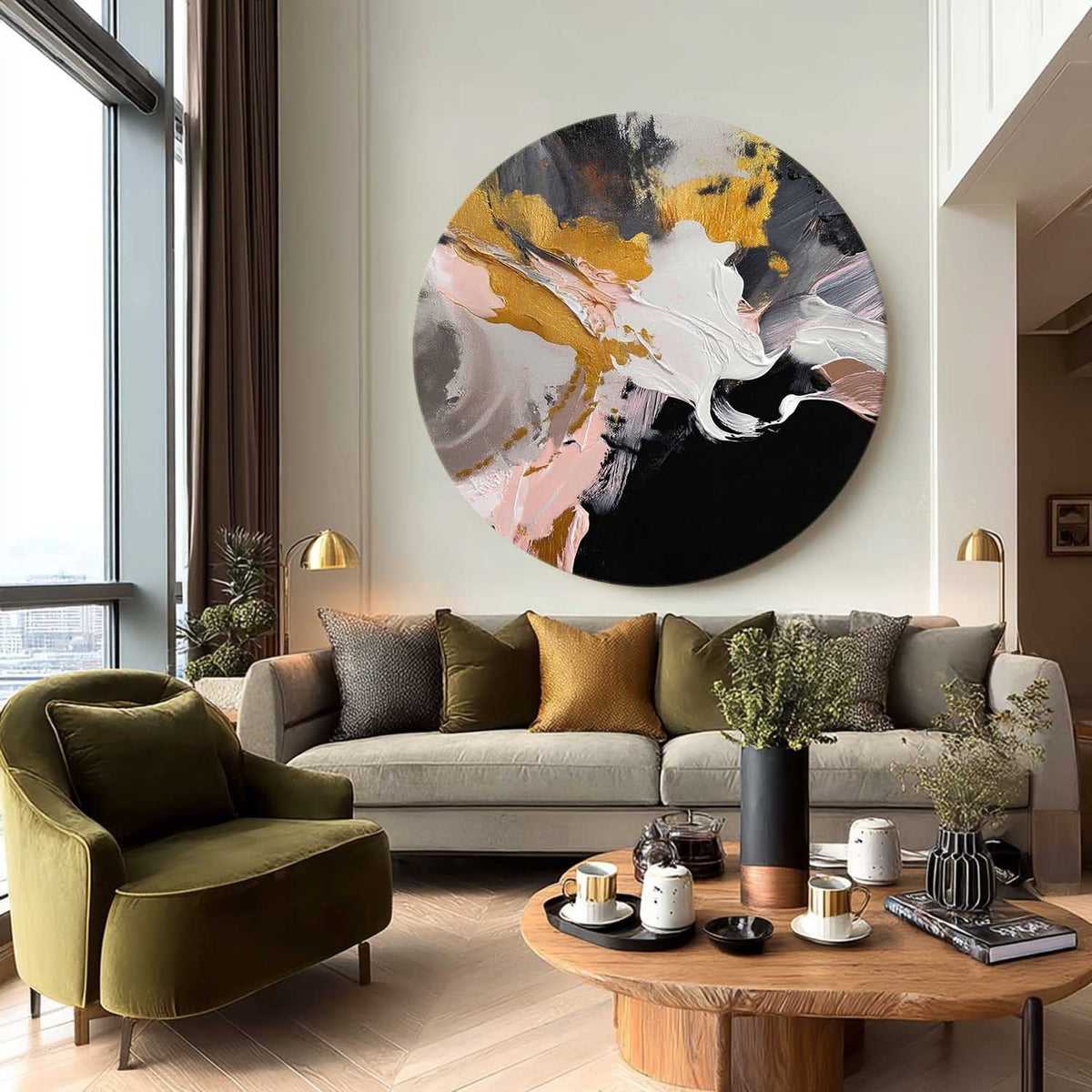 Wall Art Bold Abstract Swirls Gold