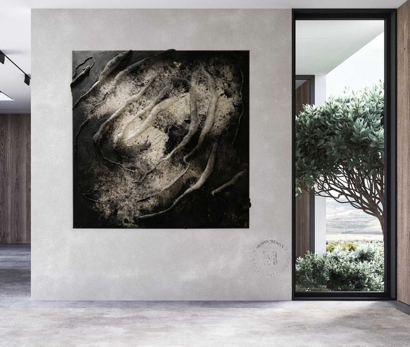 Wall Art Monochrome Swirl Relief