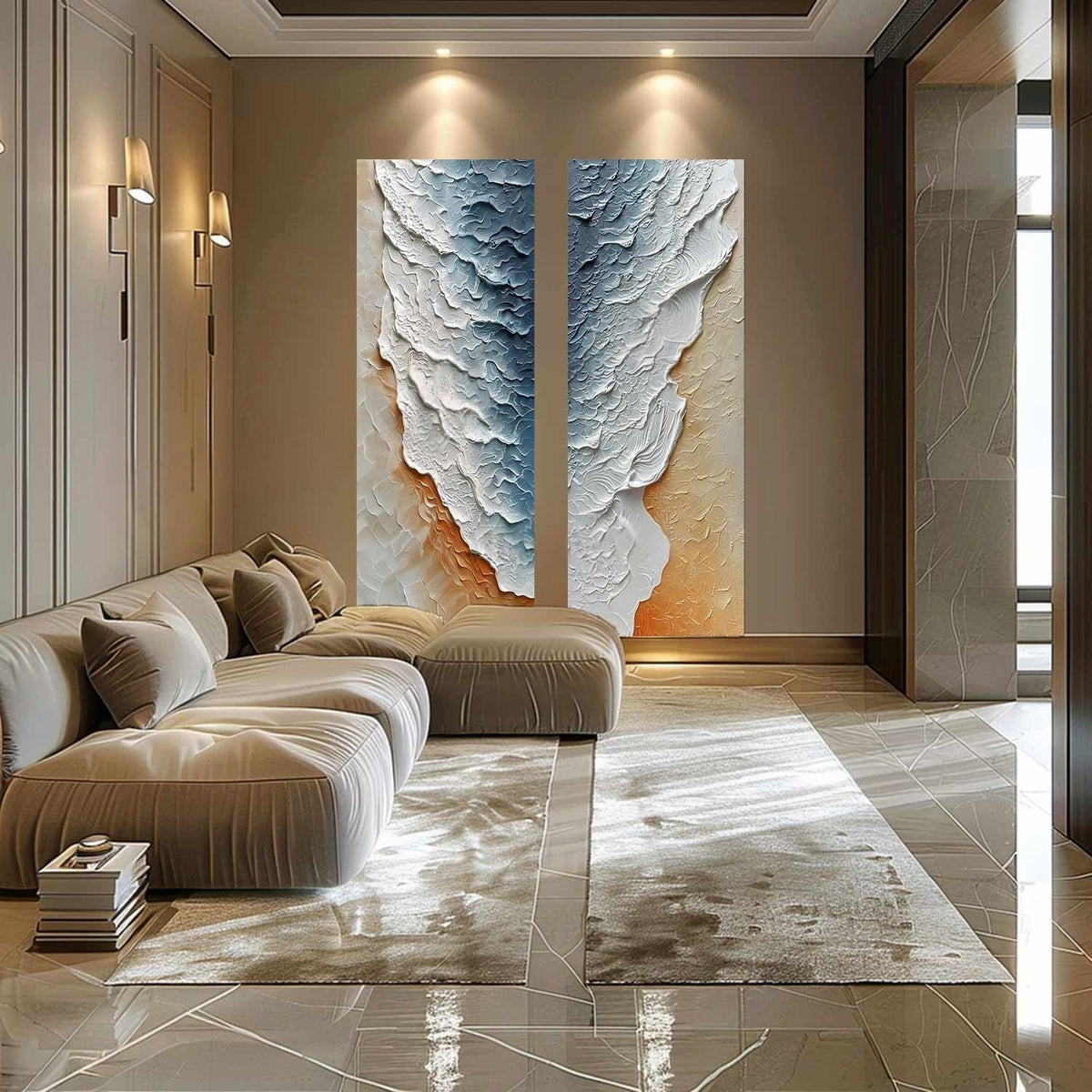 Wall Art Serene Dual Panel Ocean Wave