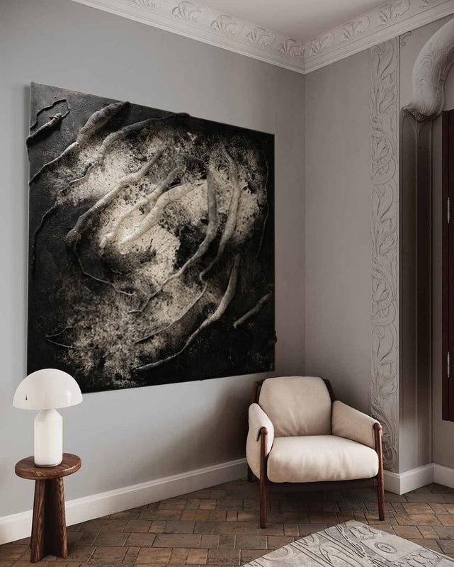 Wall Art Monochrome Swirl Relief