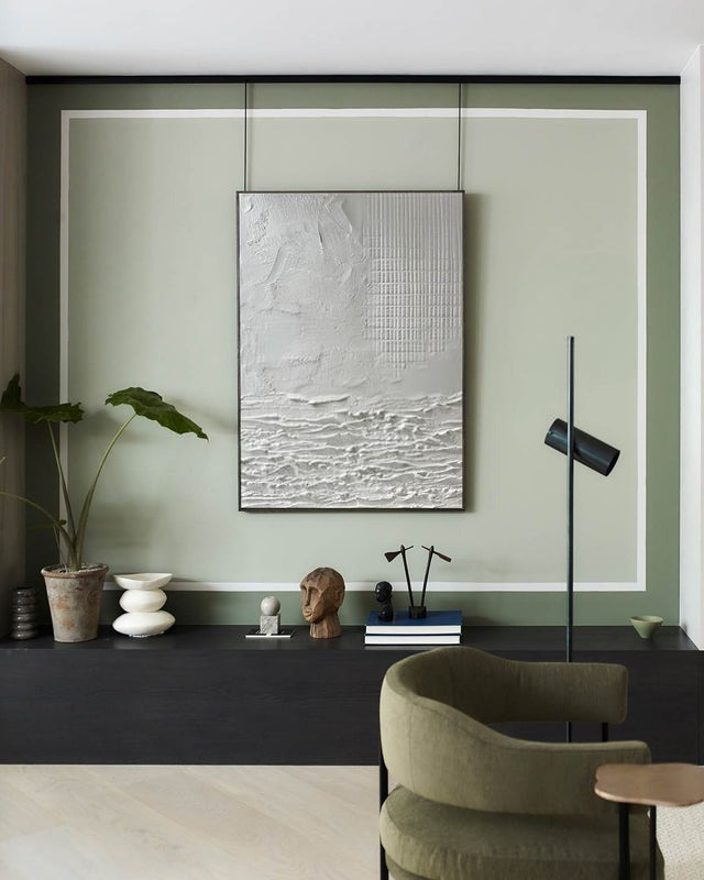 Wall Art Neutral Coastal Grid Painting