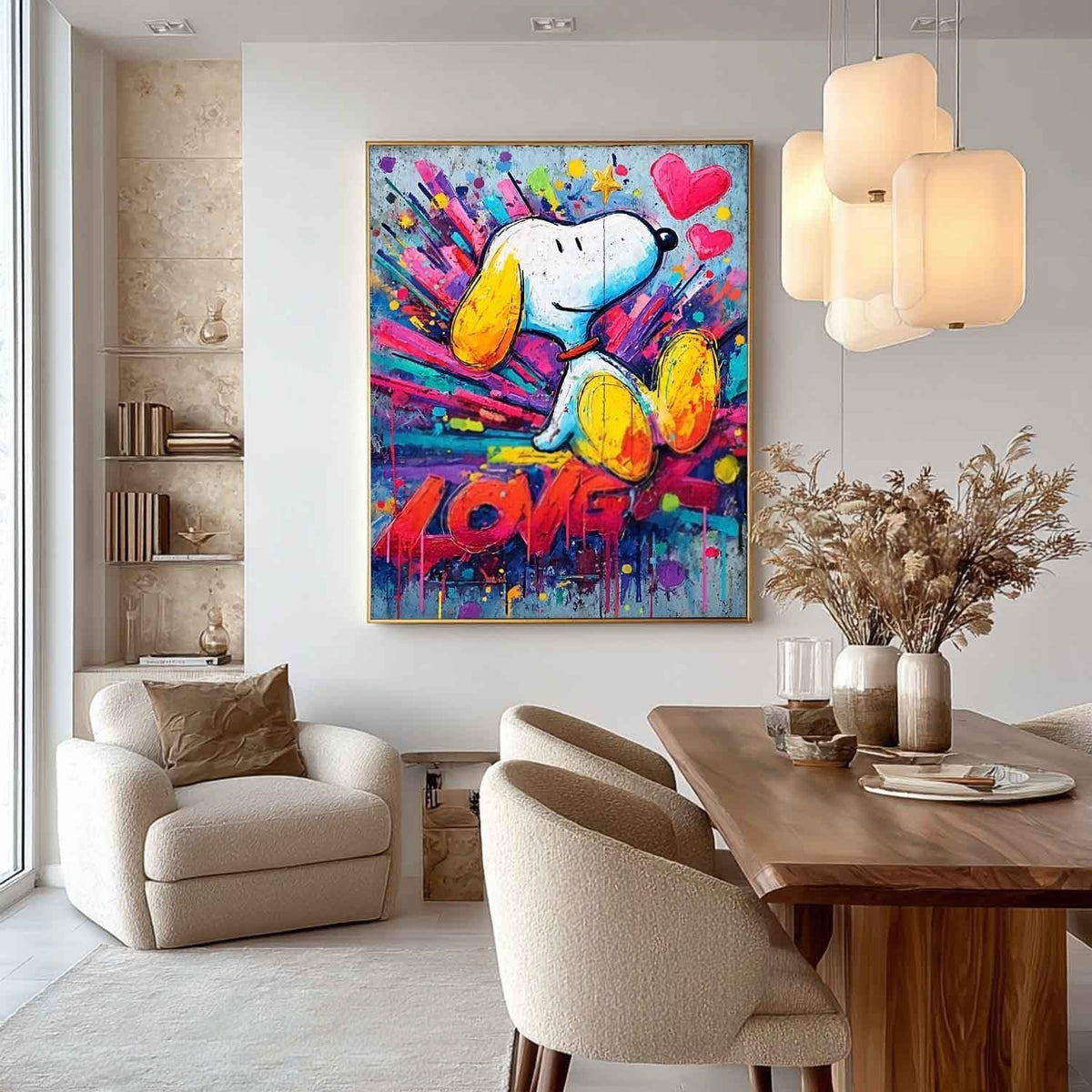 Snoopy Love Pop Art Impasto Painting