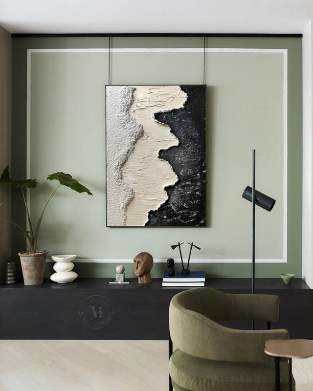 Wall Art Monochrome Wave Painting