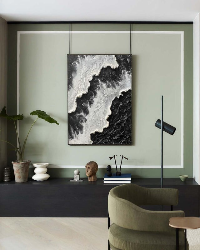 Wall Art Monochrome Ocean Wave